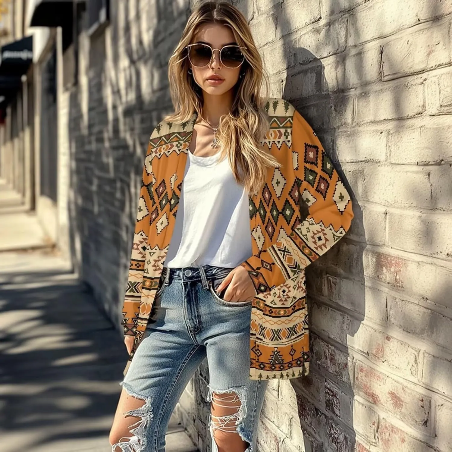 Native American Clothing Aztec Cardigan for Women Long Cardigans for Women Trendy Long Sleeve Light Clothing s-2xl