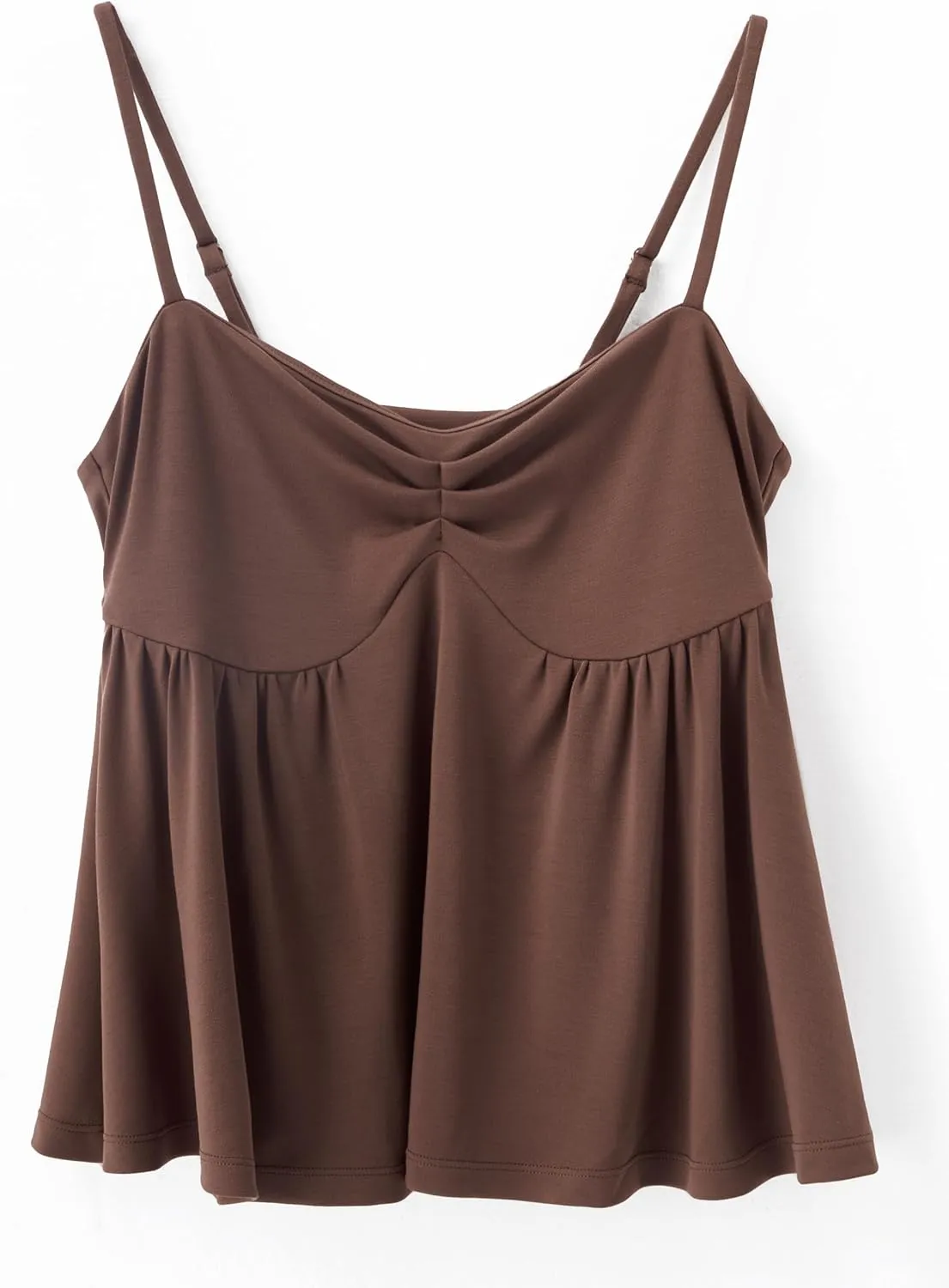 OMKAGI Cute Peplum Camisole Tops for Women Built in Bra Sleeveless Going Out Tank Top
