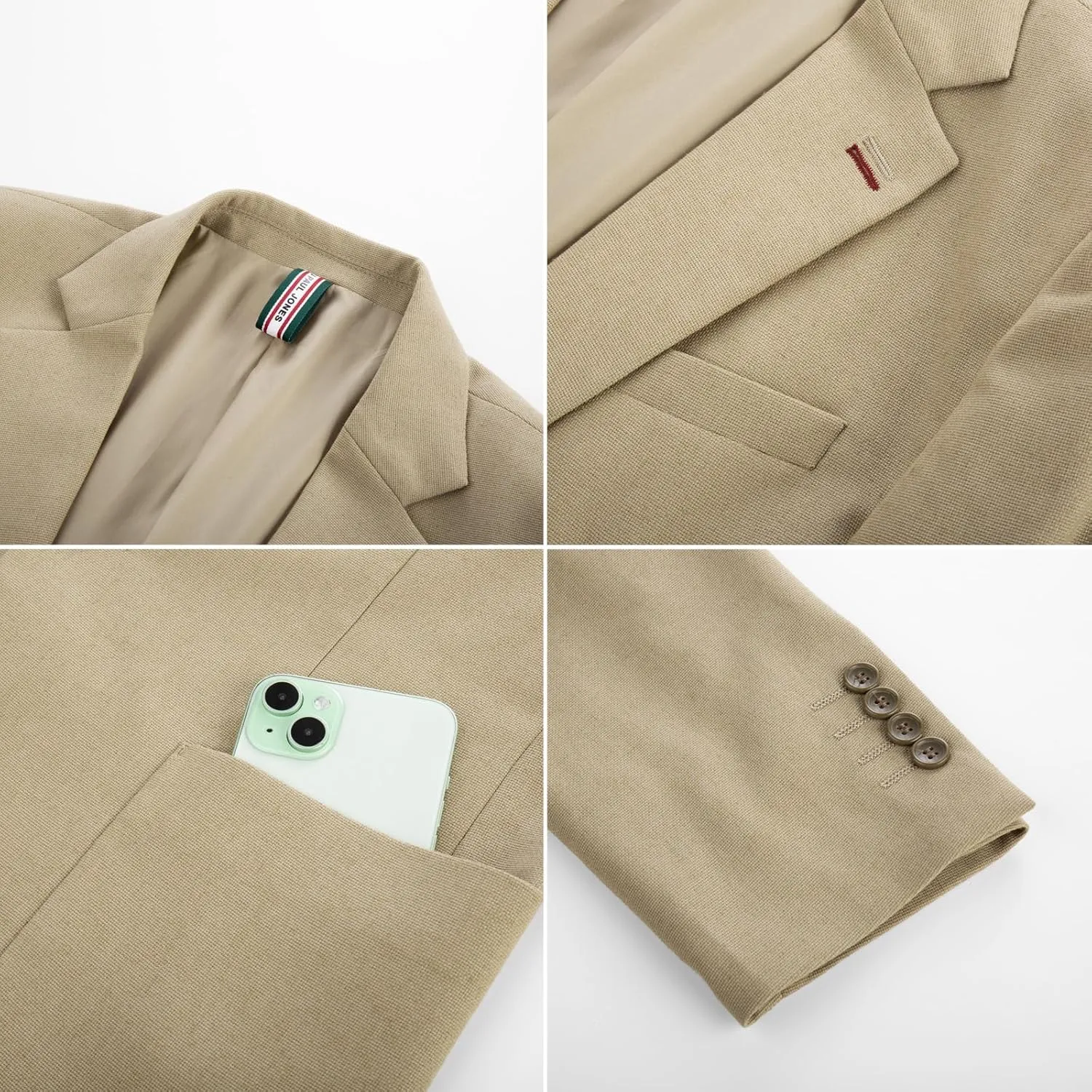 PJ PAUL JONES Men's Linen Casual Blazer Sport Coats Lightweight One Button Suit Jacket for Summer