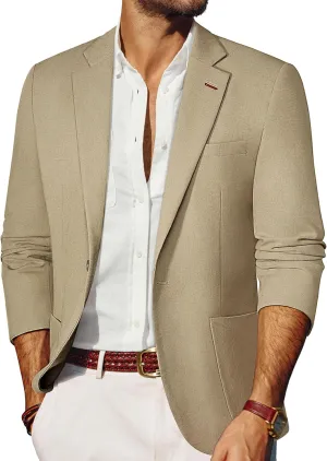 PJ PAUL JONES Men's Linen Casual Blazer Sport Coats Lightweight One Button Suit Jacket for Summer
