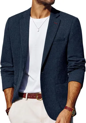 PJ PAUL JONES Men's Linen Casual Blazer Sport Coats Lightweight One Button Suit Jacket for Summer