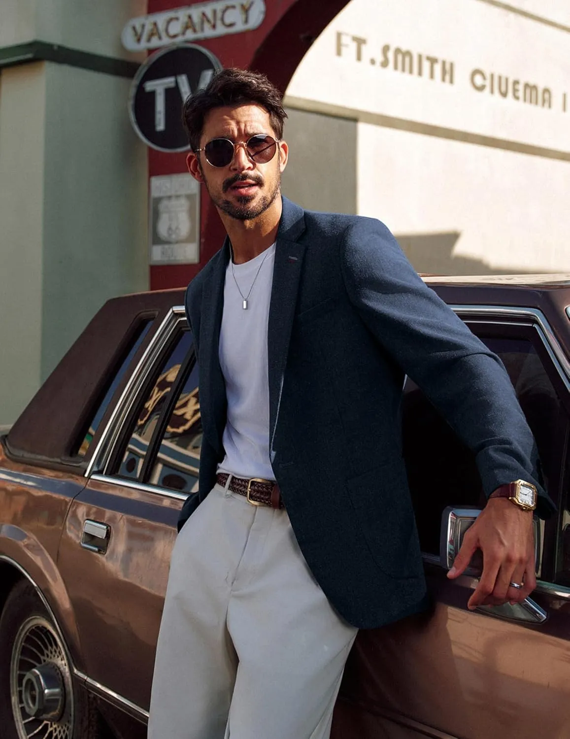 PJ PAUL JONES Men's Linen Casual Blazer Sport Coats Lightweight One Button Suit Jacket for Summer