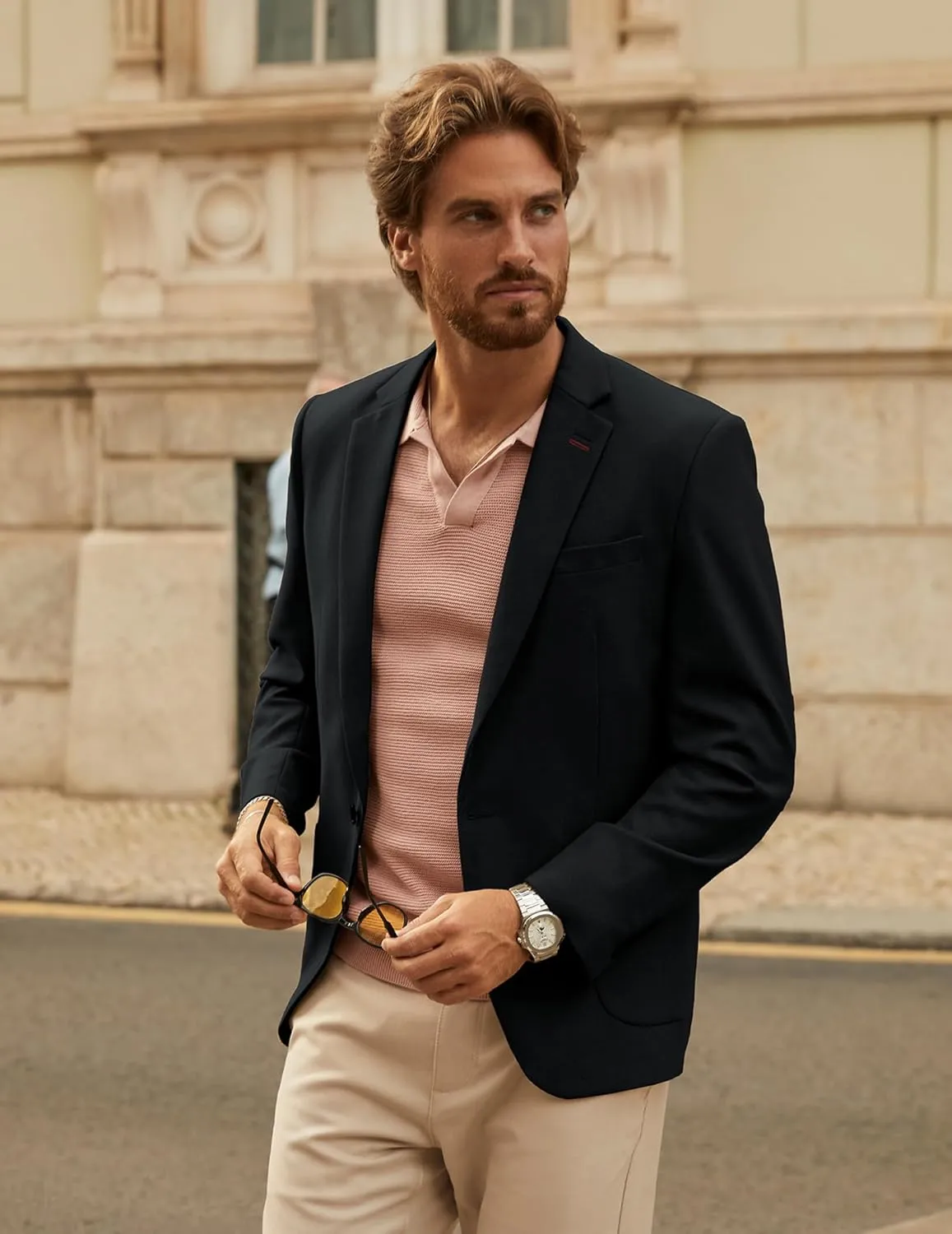 PJ PAUL JONES Men's Linen Casual Blazer Sport Coats Lightweight One Button Suit Jacket for Summer