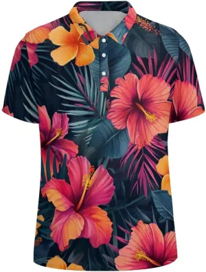 Polo Shirts for Men Dry Fit Hawaiian Graphics Golf Shirts Quick Dry Fun Tennis Short Sleeve Tees