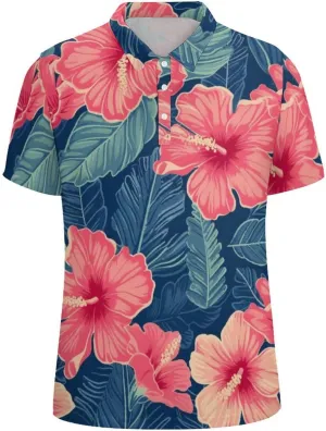 Polo Shirts for Men Dry Fit Hawaiian Graphics Golf Shirts Quick Dry Fun Tennis Short Sleeve Tees