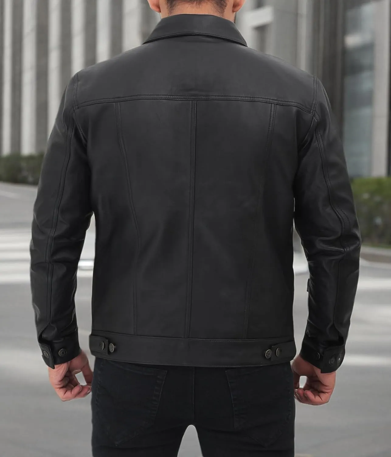 Premium Lambskin Leather Vintage Trucker Jacket Men - Shirt Collar Leather Jackets For Mens