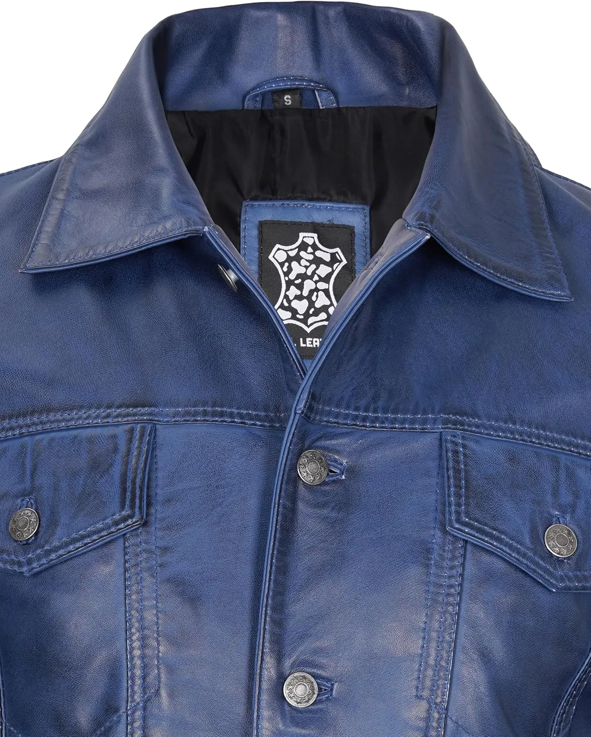 Premium Lambskin Leather Vintage Trucker Jacket Men - Shirt Collar Leather Jackets For Mens