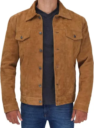 Premium Lambskin Leather Vintage Trucker Jacket Men - Shirt Collar Leather Jackets For Mens