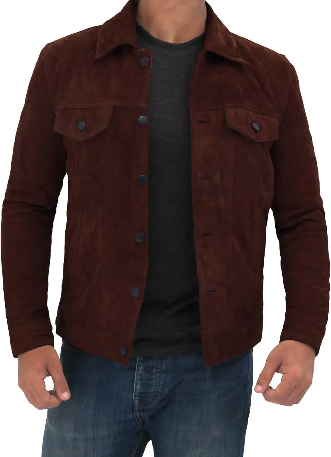 Premium Lambskin Leather Vintage Trucker Jacket Men - Shirt Collar Leather Jackets For Mens
