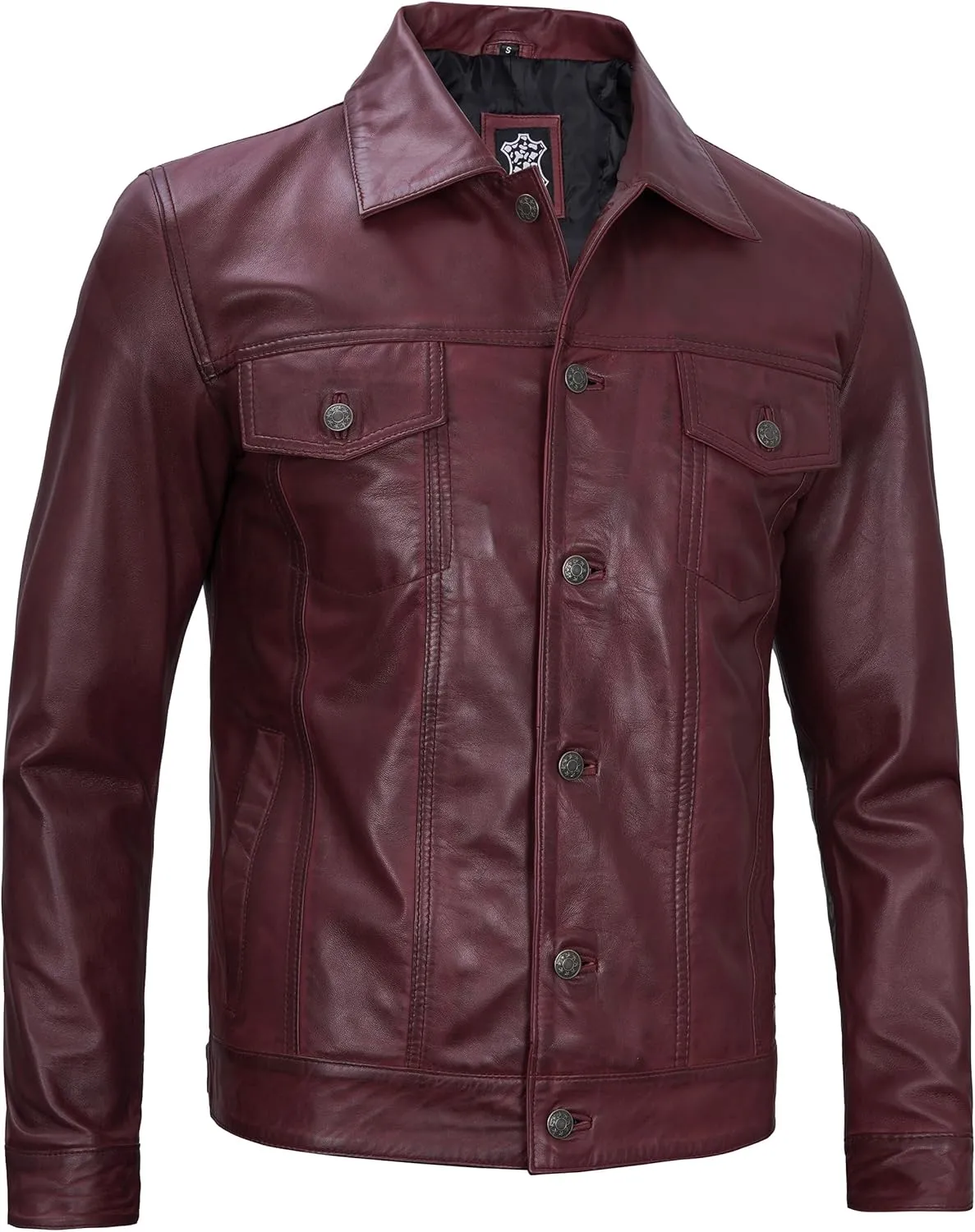 Premium Lambskin Leather Vintage Trucker Jacket Men - Shirt Collar Leather Jackets For Mens