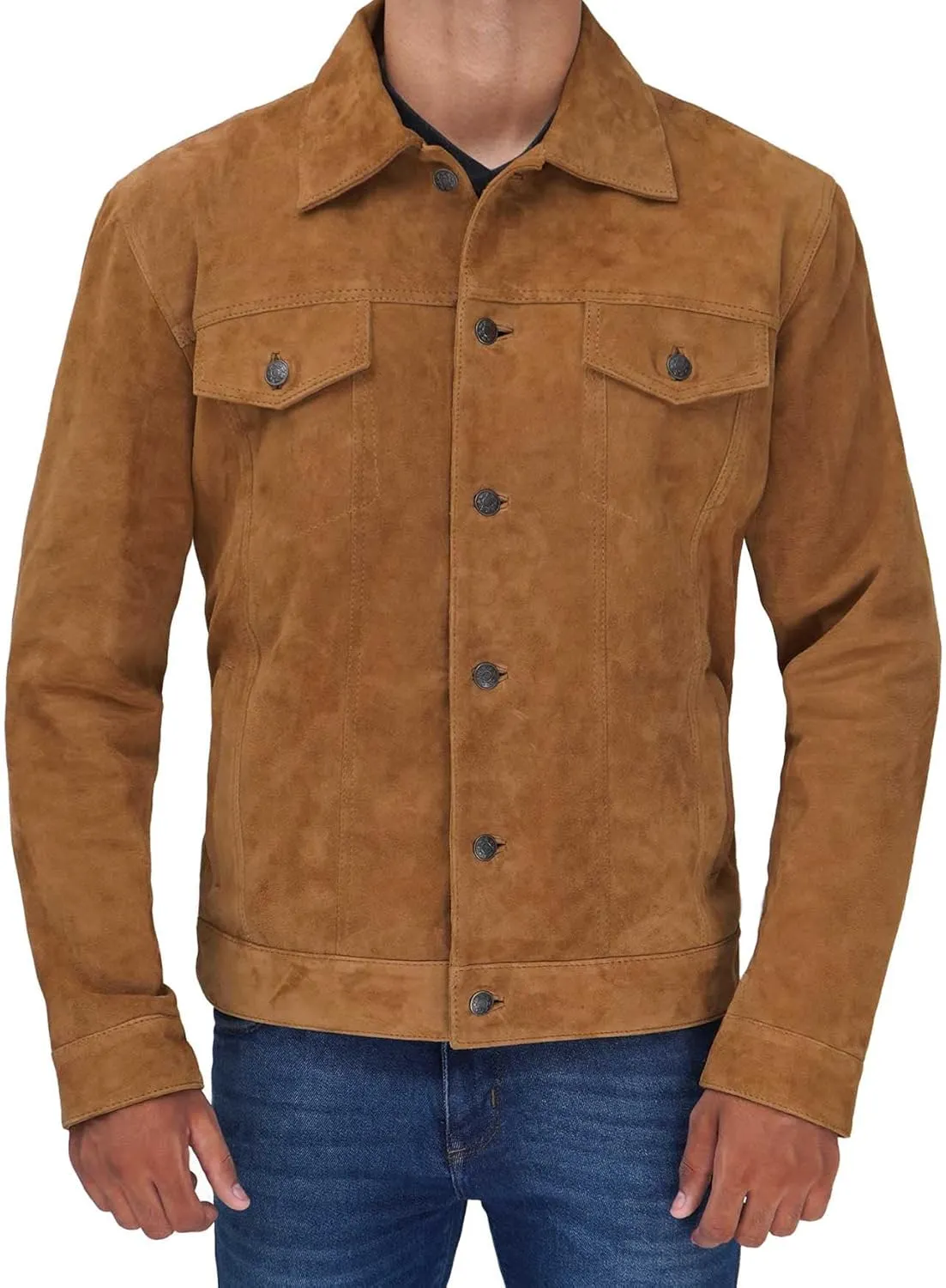 Premium Lambskin Leather Vintage Trucker Jacket Men - Shirt Collar Leather Jackets For Mens