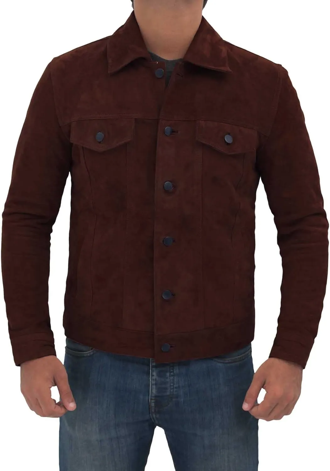 Premium Lambskin Leather Vintage Trucker Jacket Men - Shirt Collar Leather Jackets For Mens
