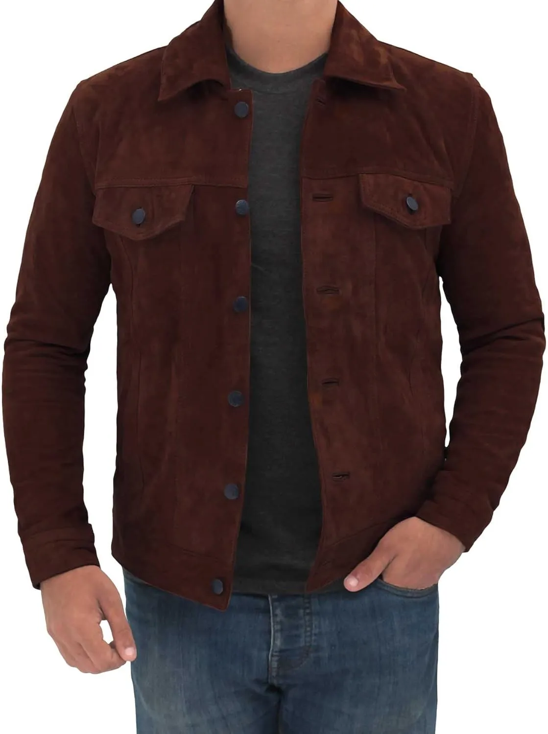 Premium Lambskin Leather Vintage Trucker Jacket Men - Shirt Collar Leather Jackets For Mens