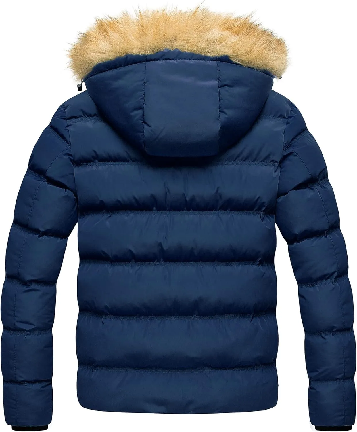 Pursky Men's Puffer Jacket Waterproof Winter Bubble Coats Ski Parka Fur Hooded