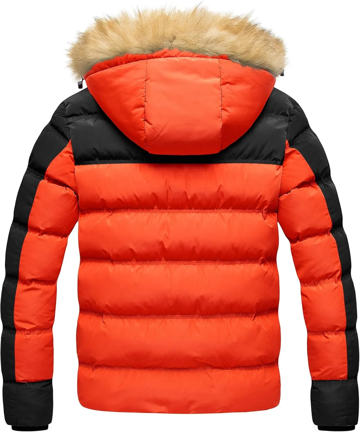 Pursky Men's Puffer Jacket Waterproof Winter Bubble Coats Ski Parka Fur Hooded
