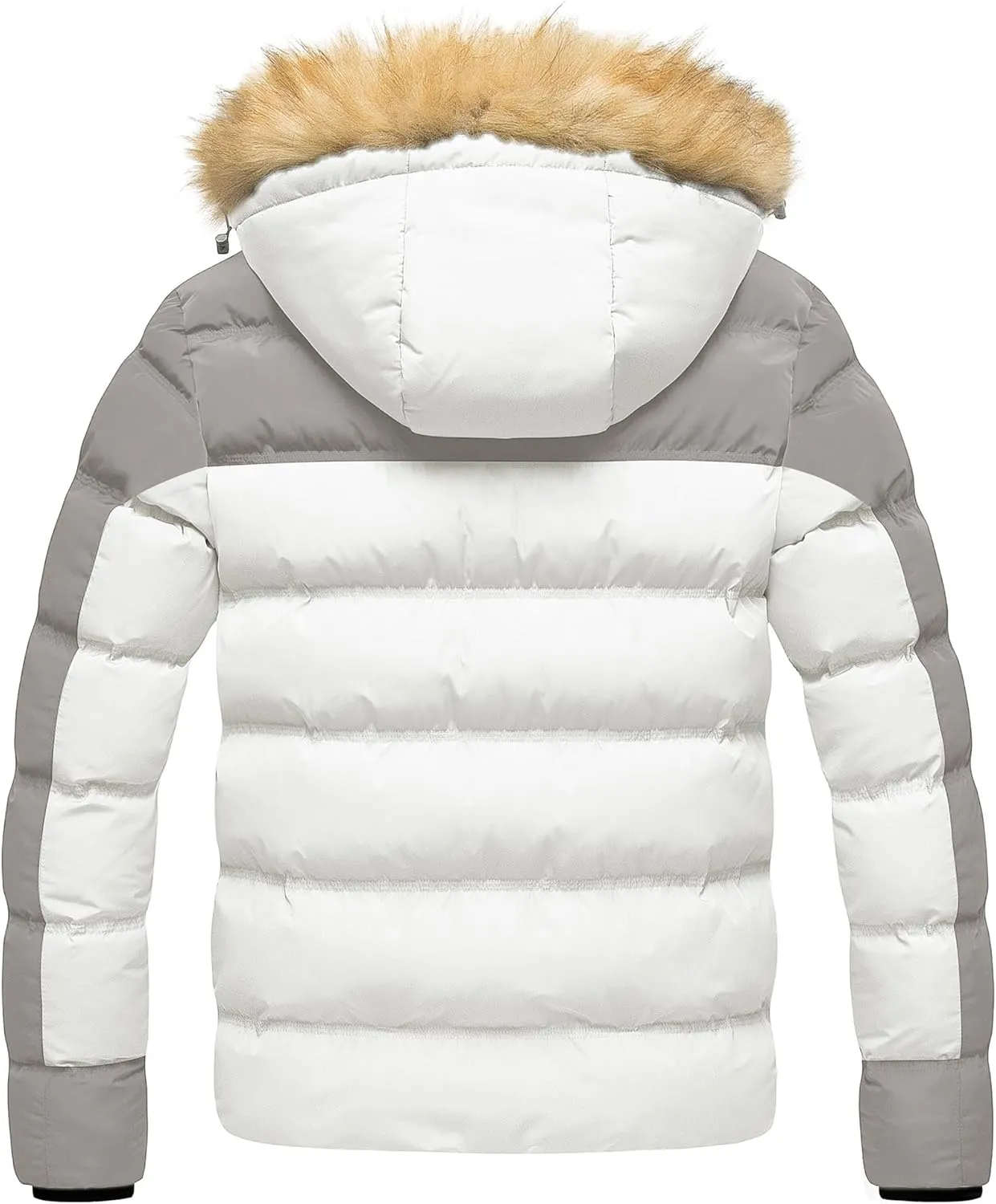 Pursky Men's Puffer Jacket Waterproof Winter Bubble Coats Ski Parka Fur Hooded