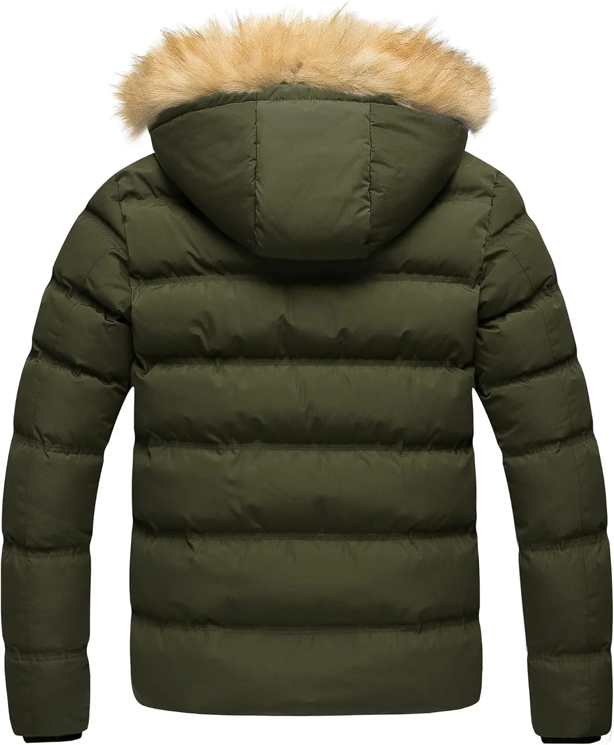 Pursky Men's Puffer Jacket Waterproof Winter Bubble Coats Ski Parka Fur Hooded