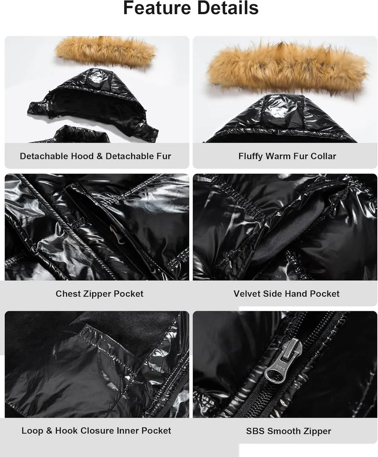 Pursky Men's Puffer Jacket Waterproof Winter Bubble Coats Ski Parka Fur Hooded