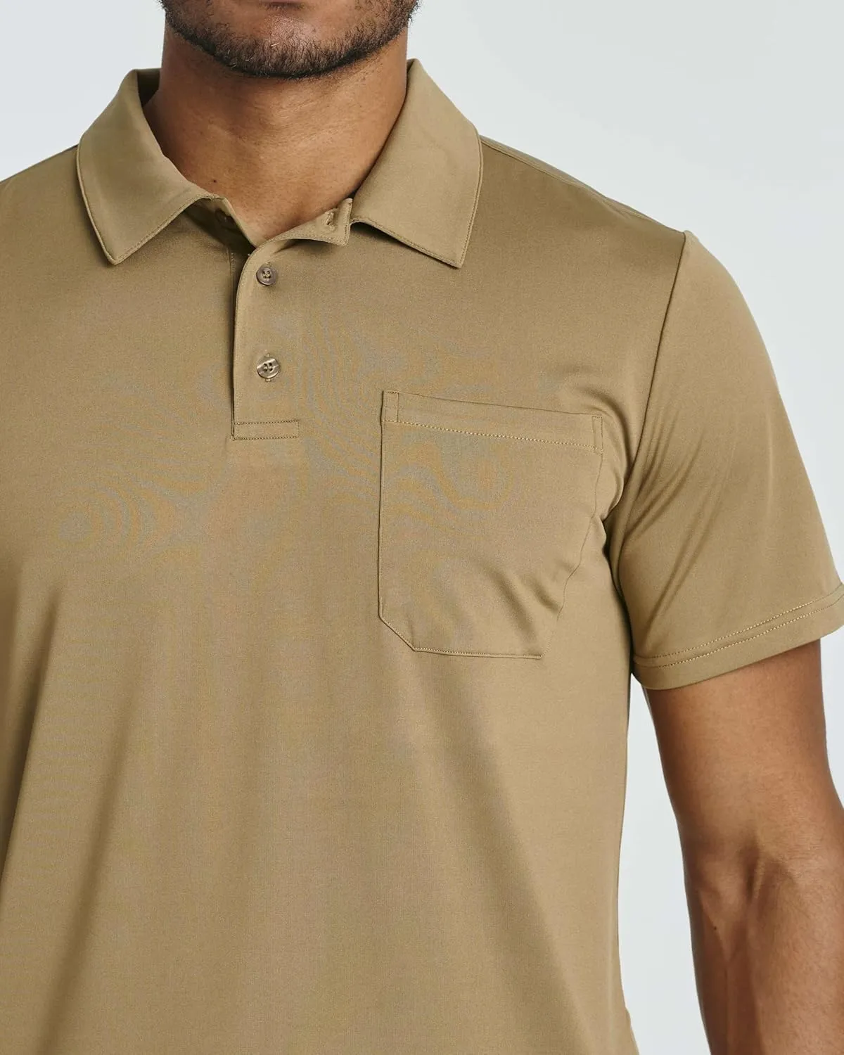Real Essentials 3 Pack: Men's Short Sleeve Pocket Polo Shirt Dry-Fit Performance Tactical Golf (Available in Big & Tall)
