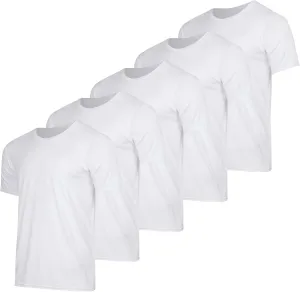 Real Essentials 5 Pack: Mens V-Neck Dry-Fit Moisture Wicking Active Athletic Tech Performance T-Shirt