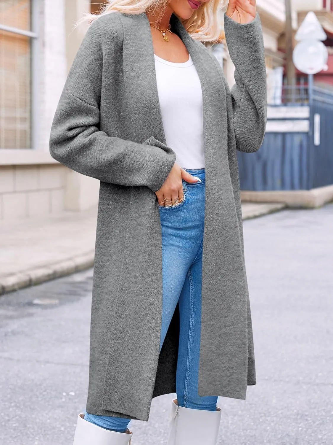 Saodimallsu Womens Long Cardigan Sweaters Chunky Open Front Oversized Slouchy Knit Fall Trendy Coatigan Jackets
