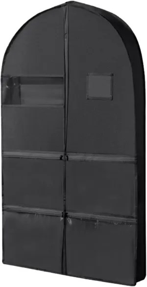 Self Compression Zipper Space Saving Hanging Garment Bag, 2025 New Space Saver Closet Organizers, Dust Cover Clothes Bags for down Coat, Protects Clothes from Wrinkles for Closet Storage (Black, XL)