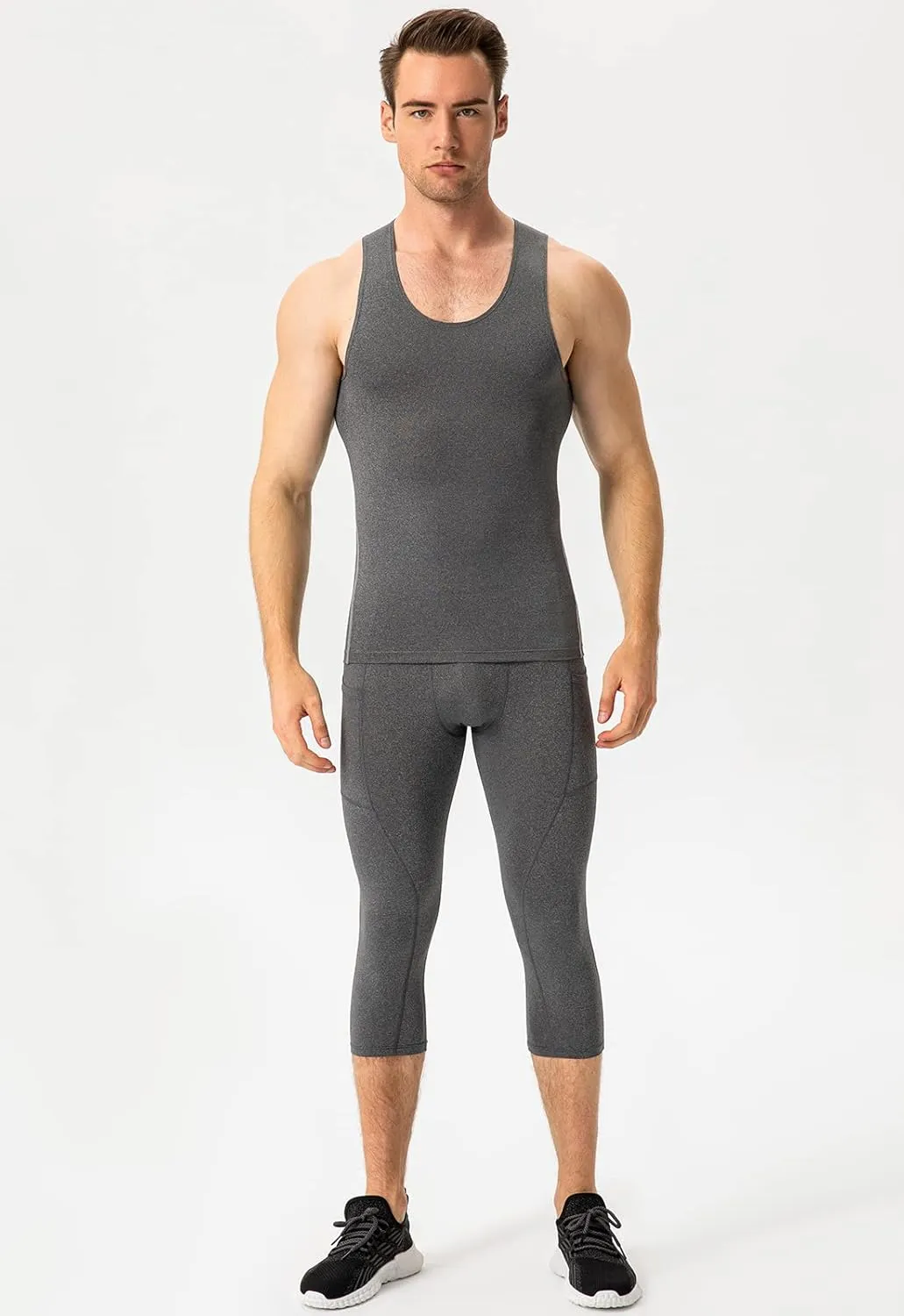 SPVISE 1 or 3 Pack Men's Compression Shirts Sleeveless Tank Top Dry Fit Athletic Workout Sports Running Base Layer Undershirt