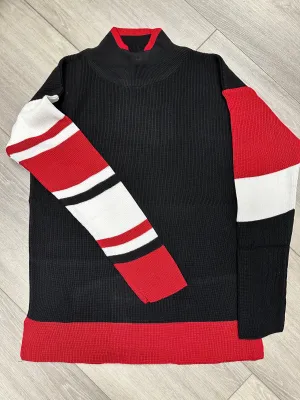 Stripe Sleeve Mock Neck Top