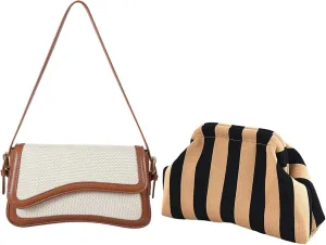 Summer Crochet Bag Woven Stripped Beach Purse