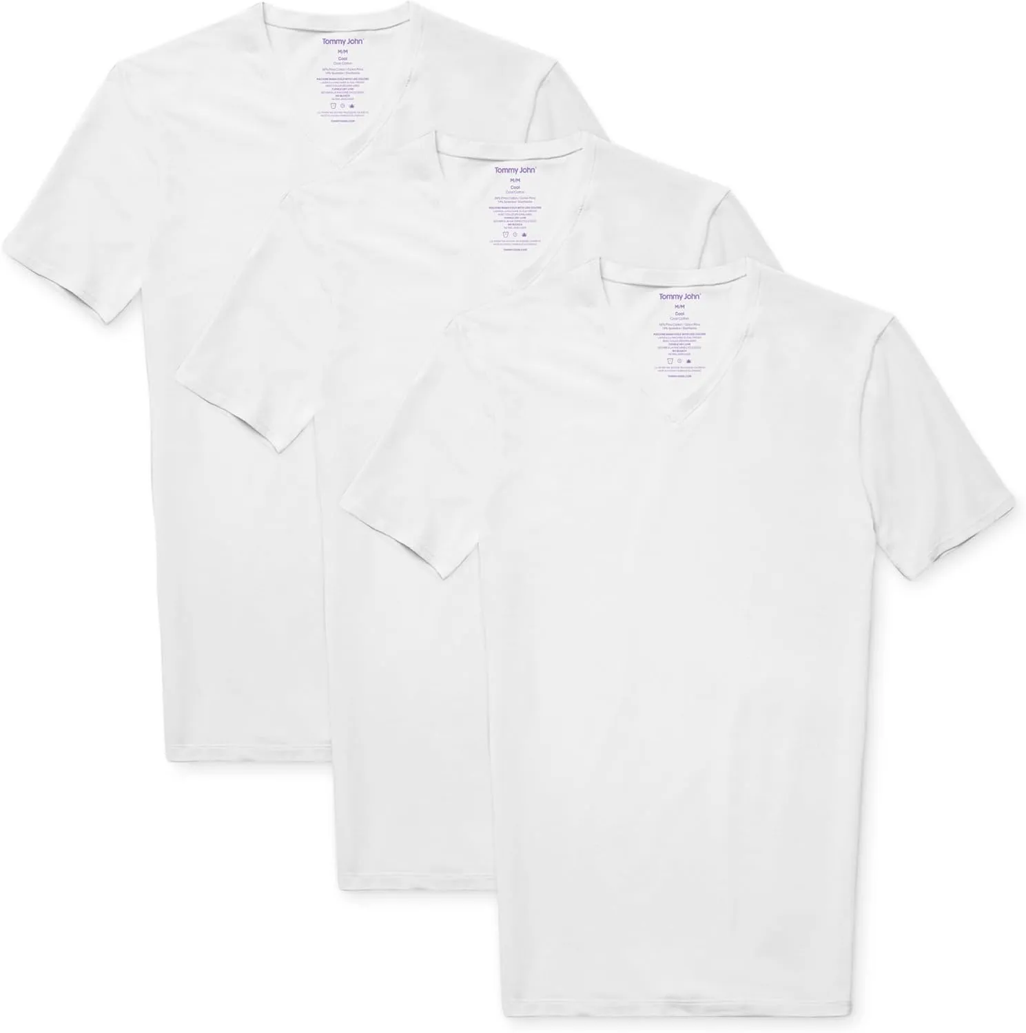 Tommy John Men's Supima Cool Cotton 2.0 High V Neck T-Shirt, Stay Tuck Design, Soft Stretch Fabric, Short Sleeve Comfort Fit