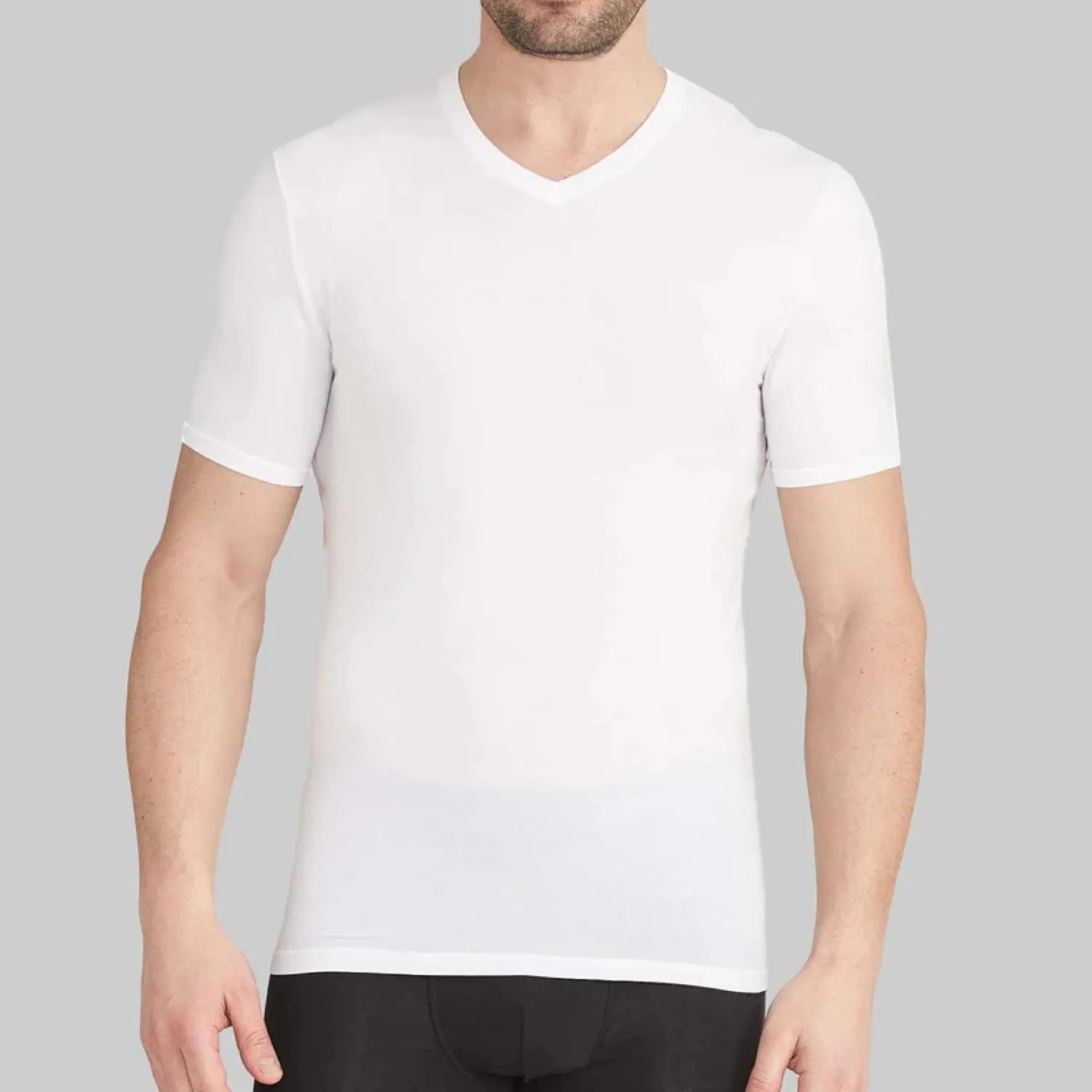 Tommy John Men's Supima Cool Cotton 2.0 High V Neck T-Shirt, Stay Tuck Design, Soft Stretch Fabric, Short Sleeve Comfort Fit