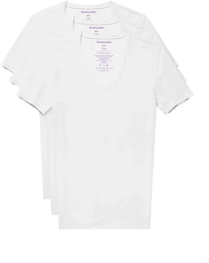 Tommy John Men's Supima Cool Cotton Deep V-Neck Shirt, Soft Stretch Fabric, Stay-Tuck Design, Short Sleeve Undershirt