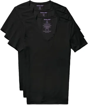 Tommy John Men's Supima Cool Cotton Deep V-Neck Shirt, Soft Stretch Fabric, Stay-Tuck Design, Short Sleeve Undershirt