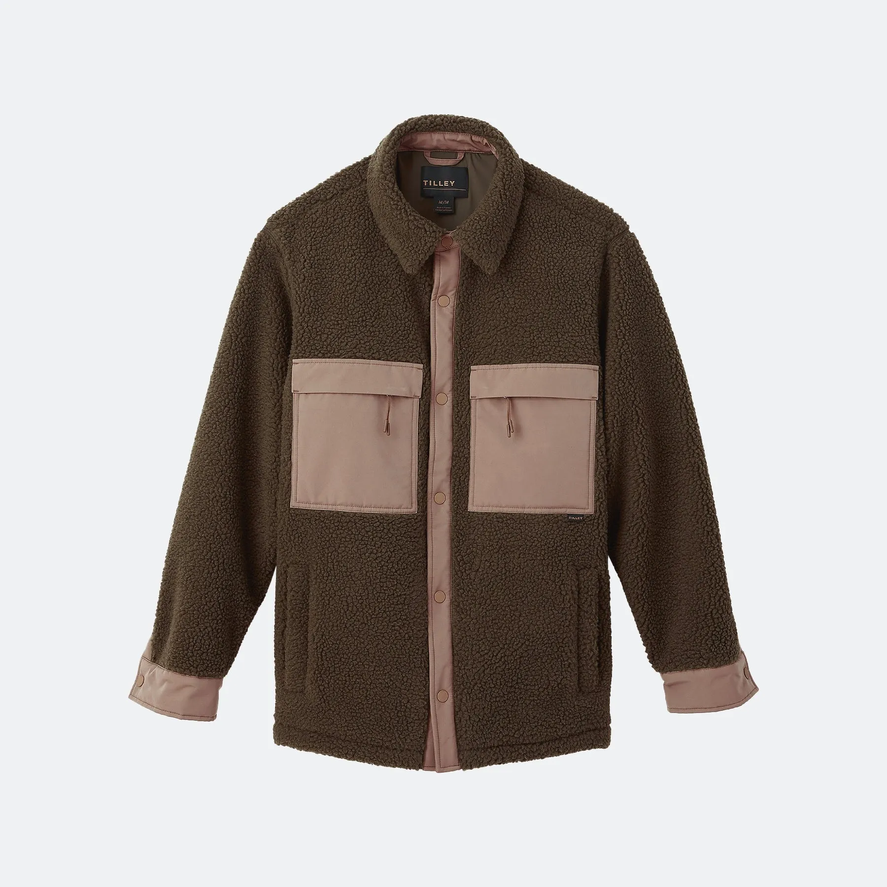 Two Tone Sherpa Jacket (Dark Khaki   Ochre)