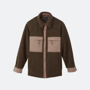 Two Tone Sherpa Jacket (Dark Khaki   Ochre)