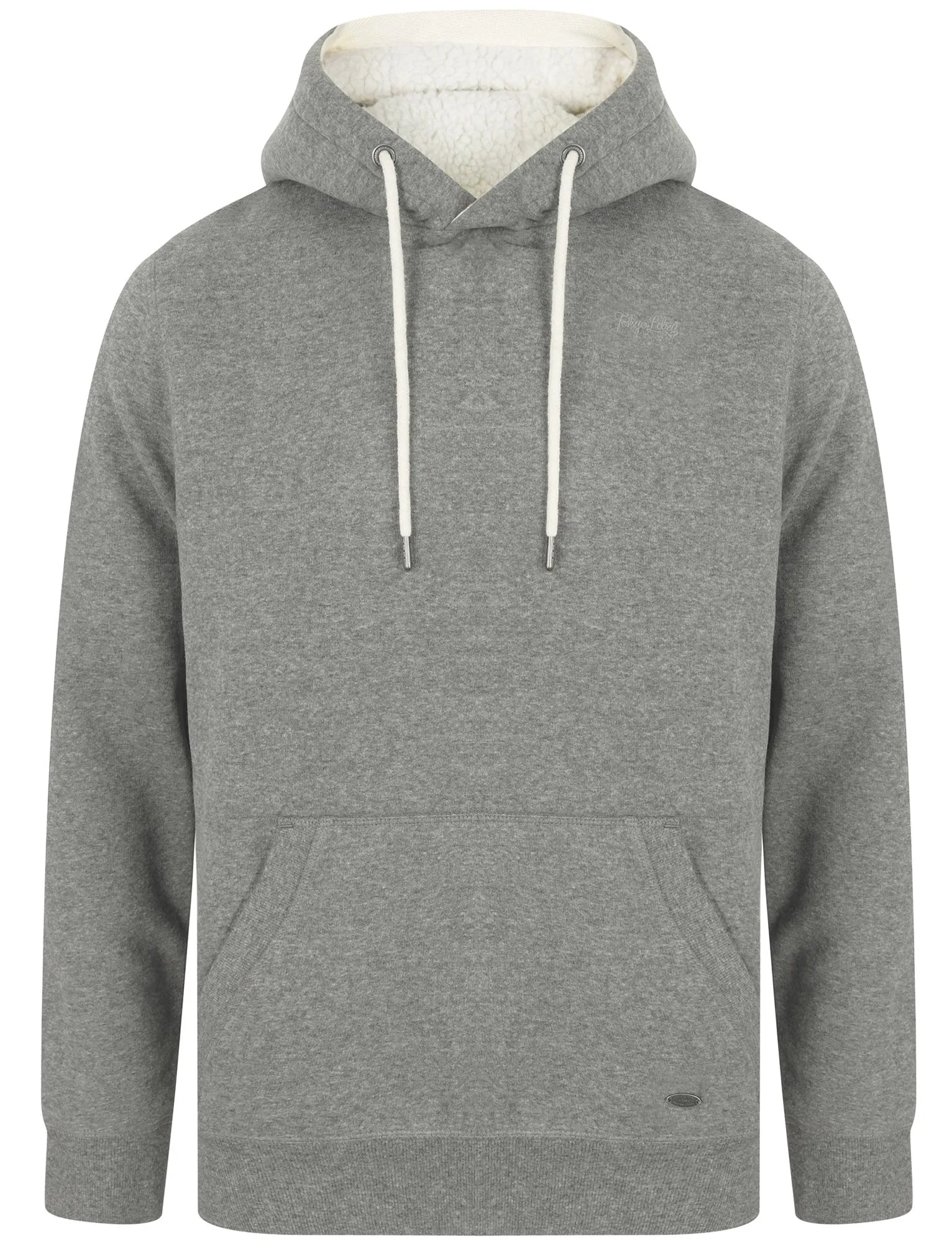 Vandenburg Pullover Hoodie with Borg Lined Hood In Mid Grey Marl - Tokyo Laundry
