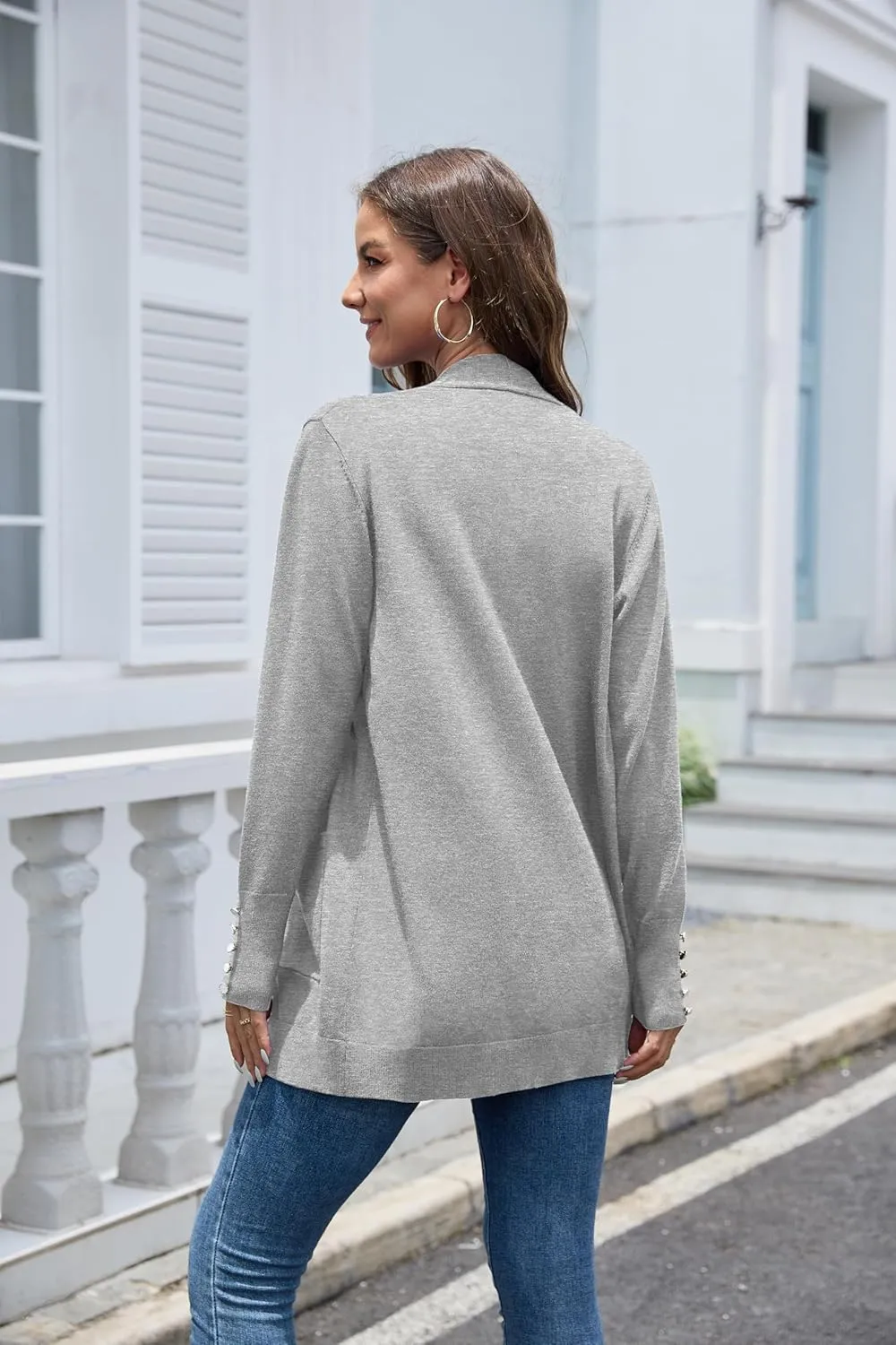 VIISHOW Women Cardigan Sweater Lightweight Open Front Long Sleeve Soft Fine Knit Casual Trendy Kimono Cardigans with Pockets