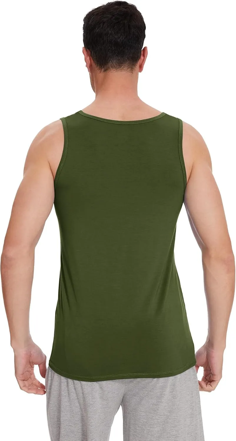 WiWi Viscose from Bamboo Men's Tank T-Shirt Soft Crewneck Undershirts Moisture Wicking Sleeveless Tanks Undershirt S-XXL