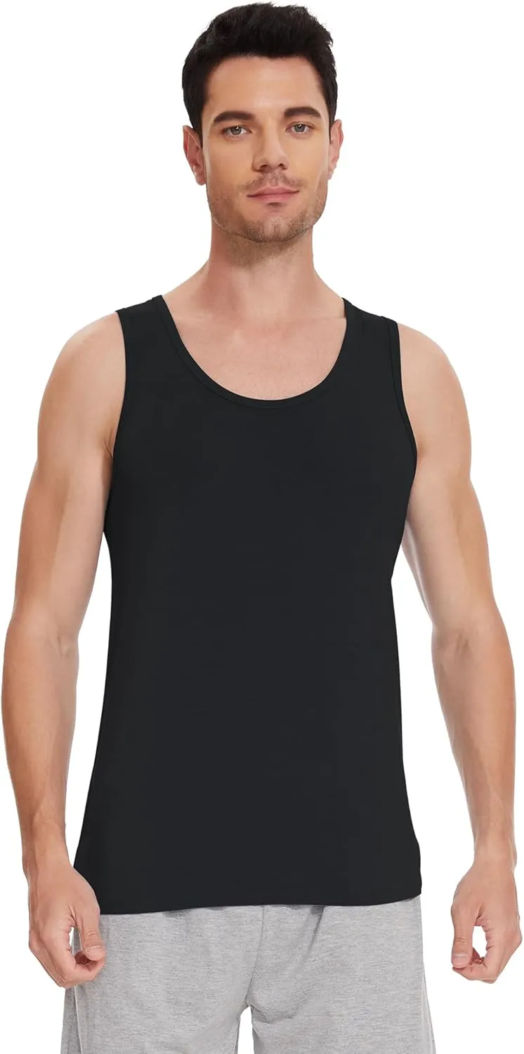 WiWi Viscose from Bamboo Men's Tank T-Shirt Soft Crewneck Undershirts Moisture Wicking Sleeveless Tanks Undershirt S-XXL
