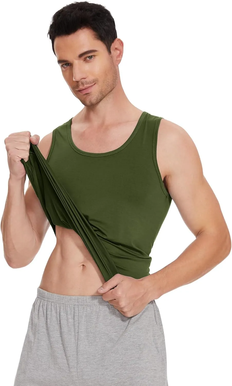 WiWi Viscose from Bamboo Men's Tank T-Shirt Soft Crewneck Undershirts Moisture Wicking Sleeveless Tanks Undershirt S-XXL