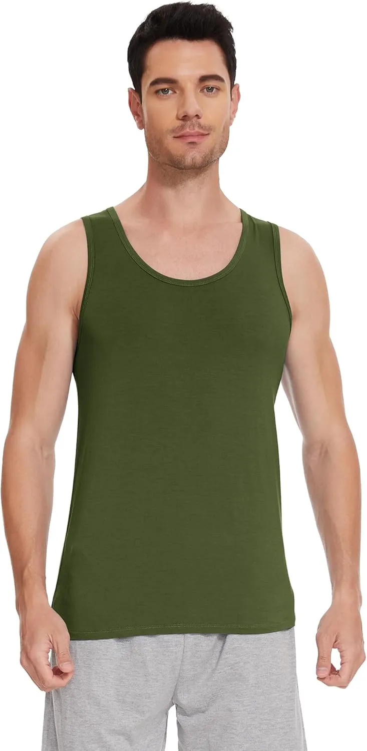 WiWi Viscose from Bamboo Men's Tank T-Shirt Soft Crewneck Undershirts Moisture Wicking Sleeveless Tanks Undershirt S-XXL