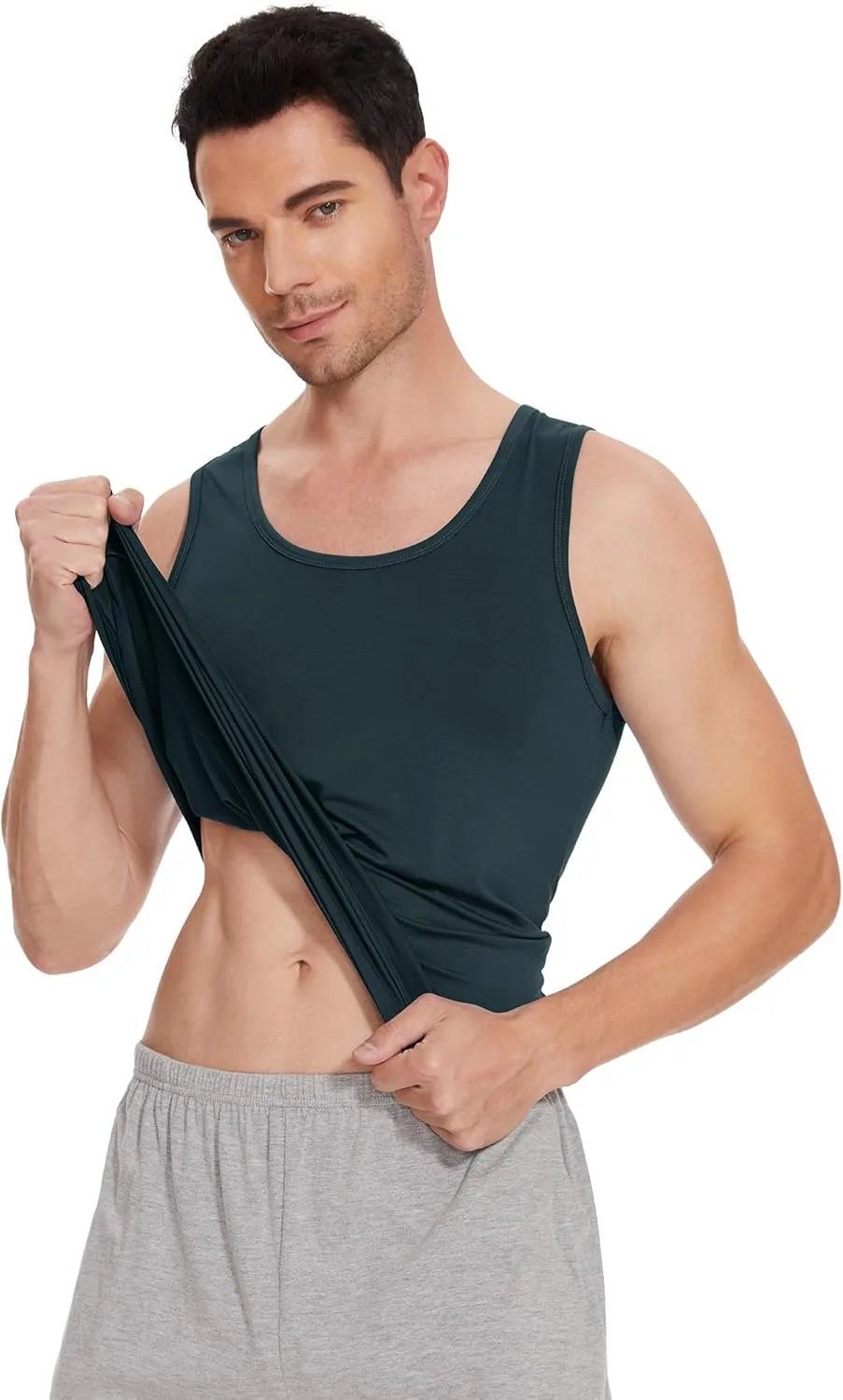 WiWi Viscose from Bamboo Men's Tank T-Shirt Soft Crewneck Undershirts Moisture Wicking Sleeveless Tanks Undershirt S-XXL