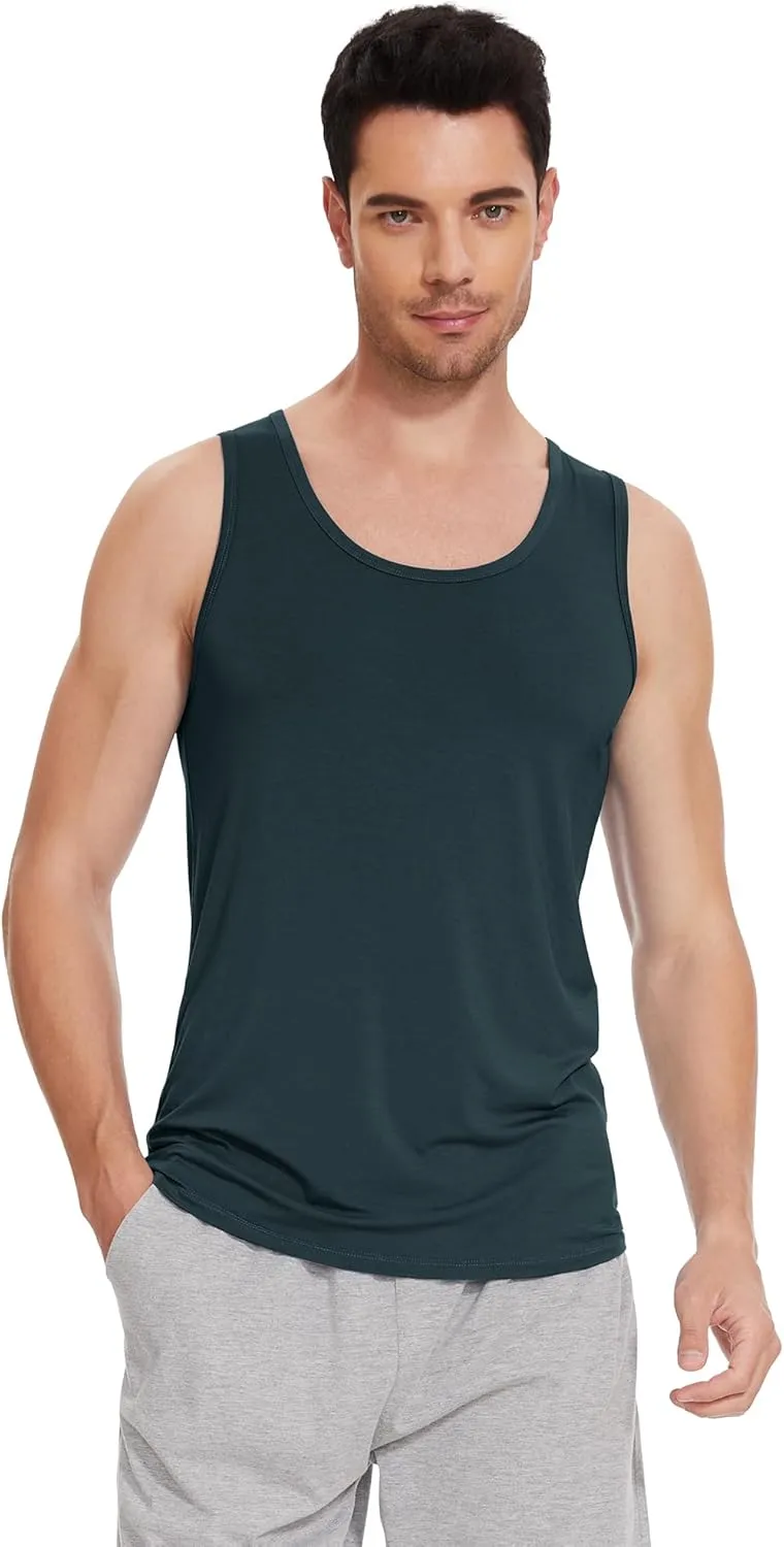WiWi Viscose from Bamboo Men's Tank T-Shirt Soft Crewneck Undershirts Moisture Wicking Sleeveless Tanks Undershirt S-XXL
