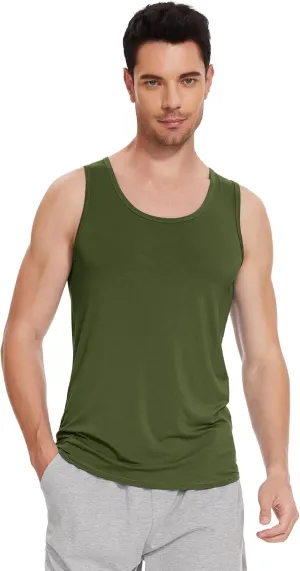 WiWi Viscose from Bamboo Men's Tank T-Shirt Soft Crewneck Undershirts Moisture Wicking Sleeveless Tanks Undershirt S-XXL