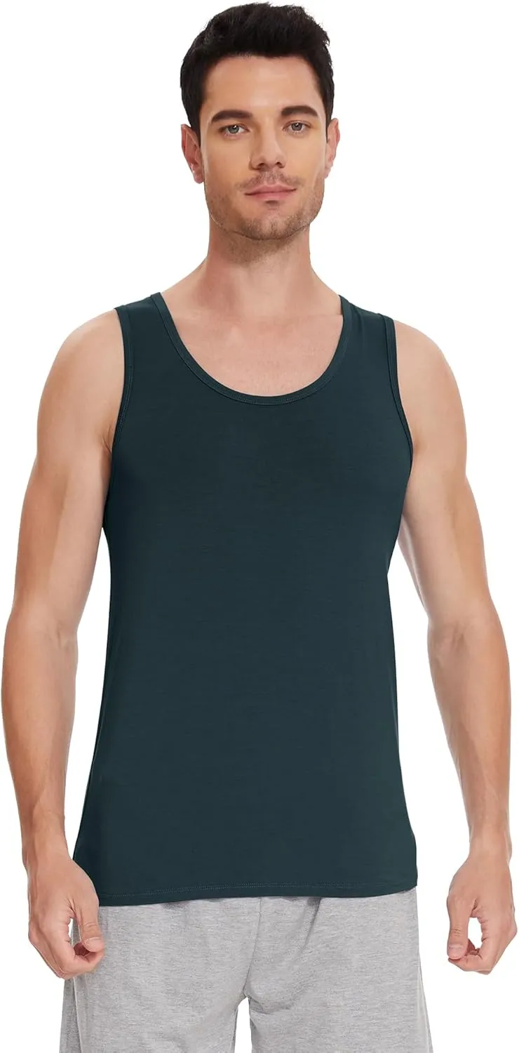 WiWi Viscose from Bamboo Men's Tank T-Shirt Soft Crewneck Undershirts Moisture Wicking Sleeveless Tanks Undershirt S-XXL