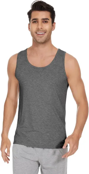 WiWi Viscose from Bamboo Men's Tank T-Shirt Soft Crewneck Undershirts Moisture Wicking Sleeveless Tanks Undershirt S-XXL