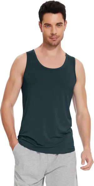 WiWi Viscose from Bamboo Men's Tank T-Shirt Soft Crewneck Undershirts Moisture Wicking Sleeveless Tanks Undershirt S-XXL
