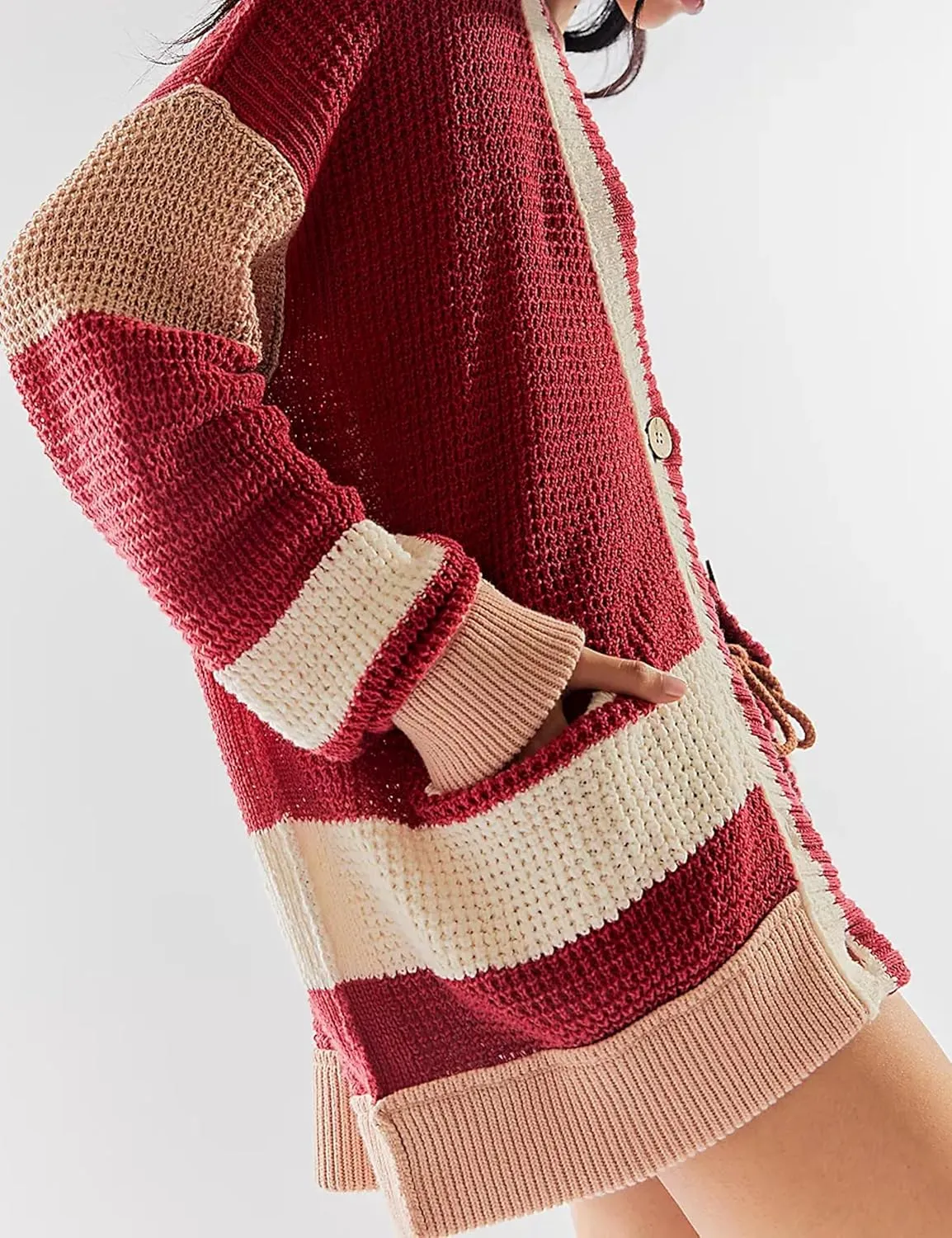 Womens Button Down Cardigan Sweaters Long Sleeve V Neck Knit Tops with Pockets