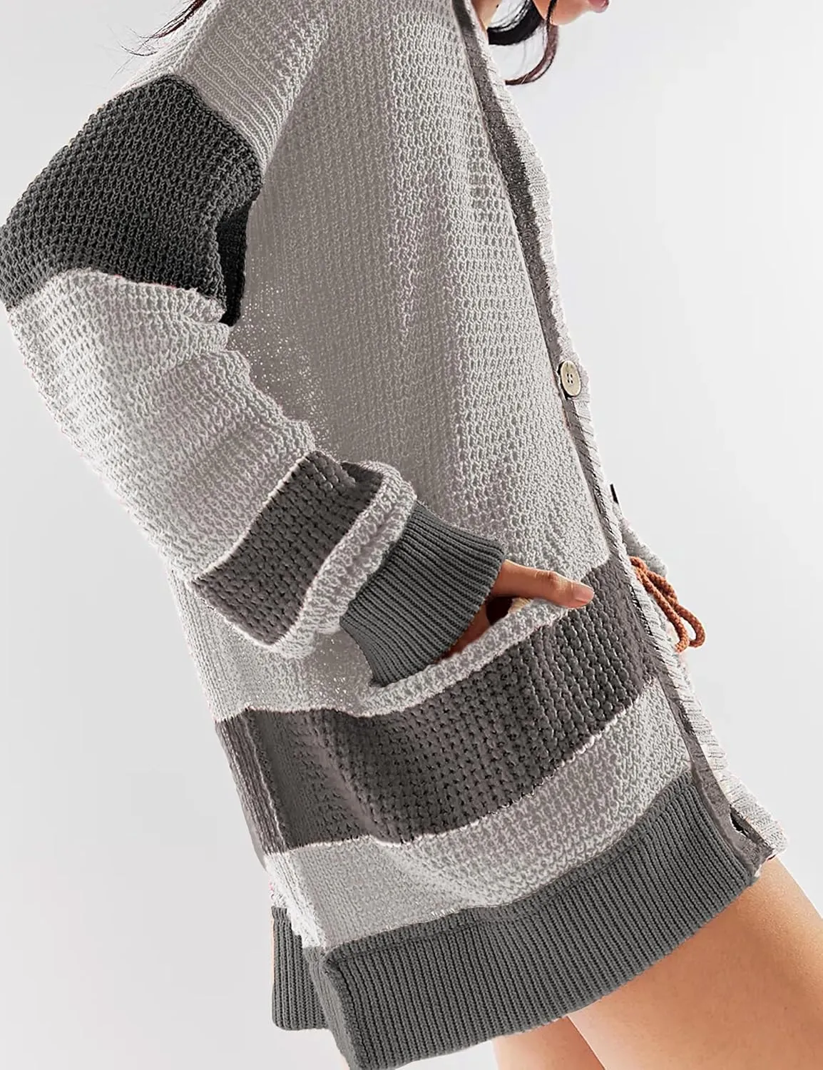 Womens Button Down Cardigan Sweaters Long Sleeve V Neck Knit Tops with Pockets
