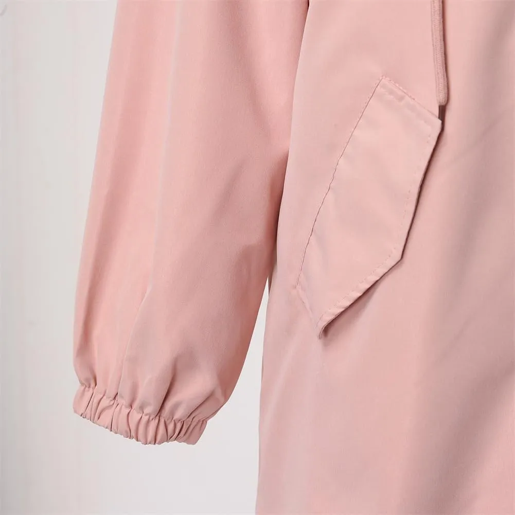 Women's Mid Length Trench Coat, Lightweight Hooded Trench Coats, Women's Coat Lapel Button Down Pedcoat